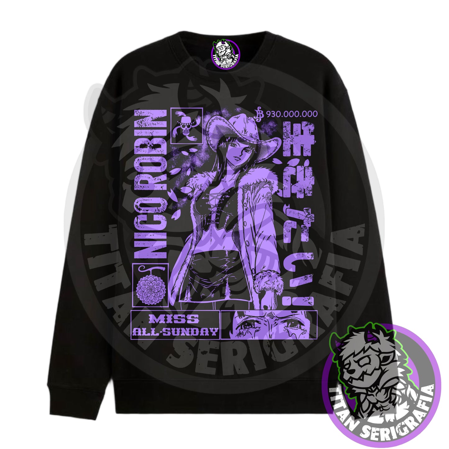 Poleron negro hoodie y polo Nico Robin/One Piece