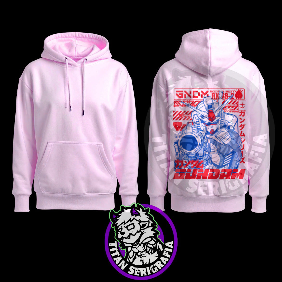 Poleron arena, gris y rosa hoodie RX-78-2/Gundam