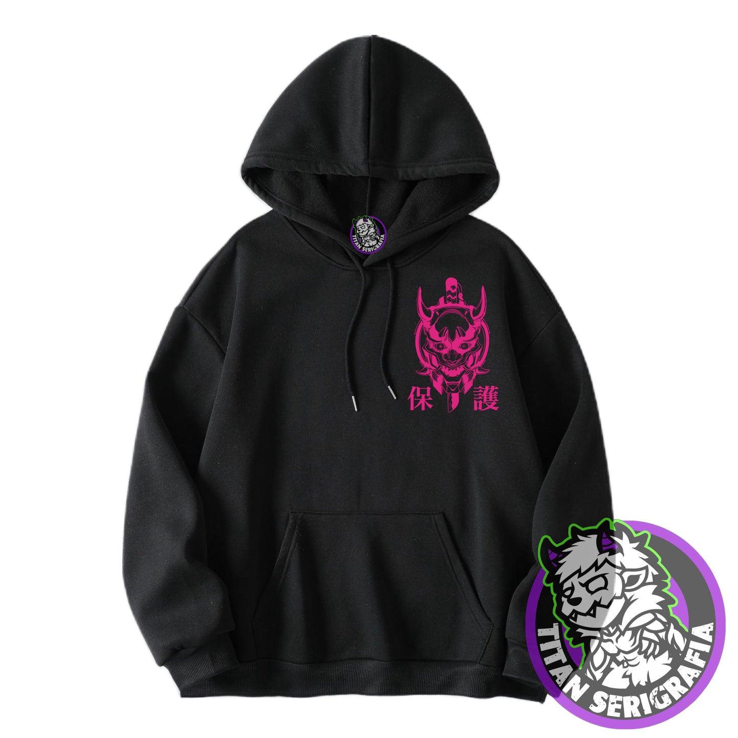 Poleron negro hoodie y polo Máscara Oni/Japo Theme