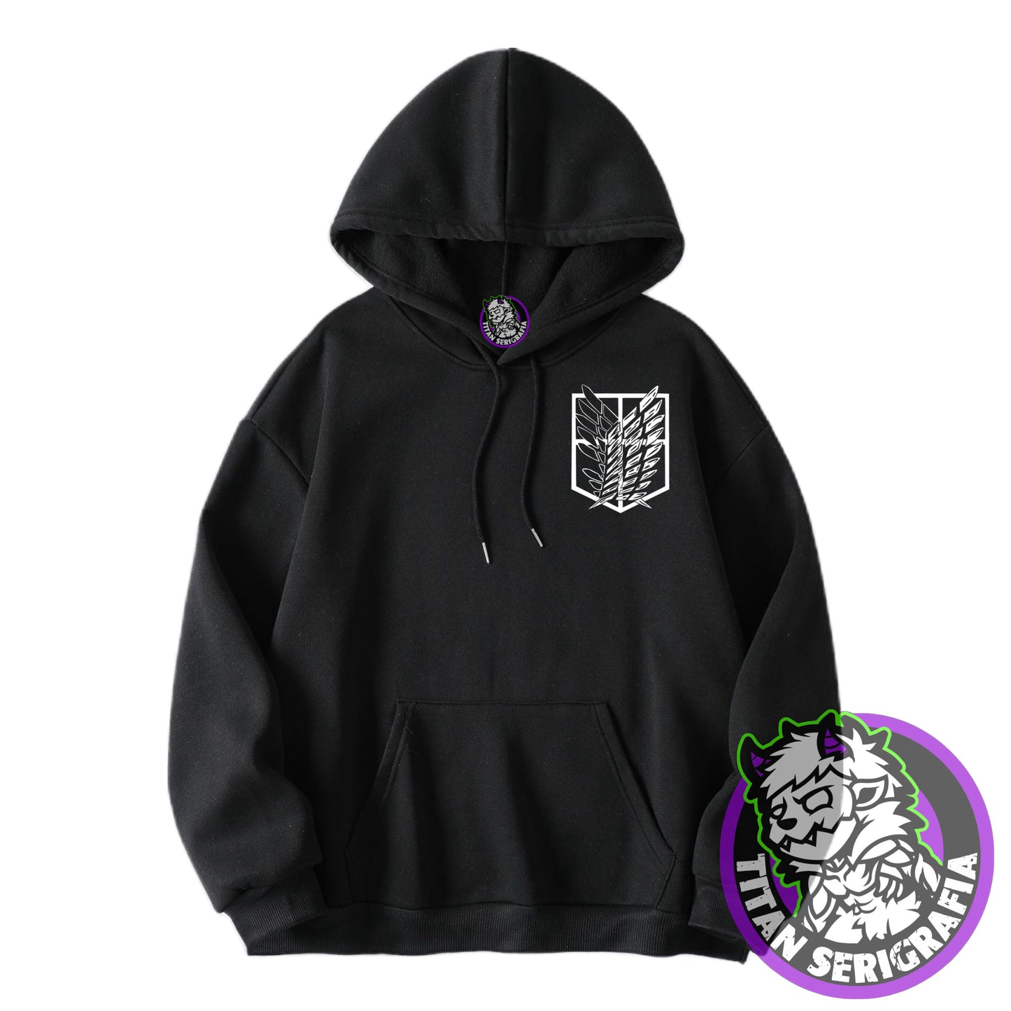 Poleron Hoodie(canguro) y polo negro Eren Jaeger/Attack on Titan