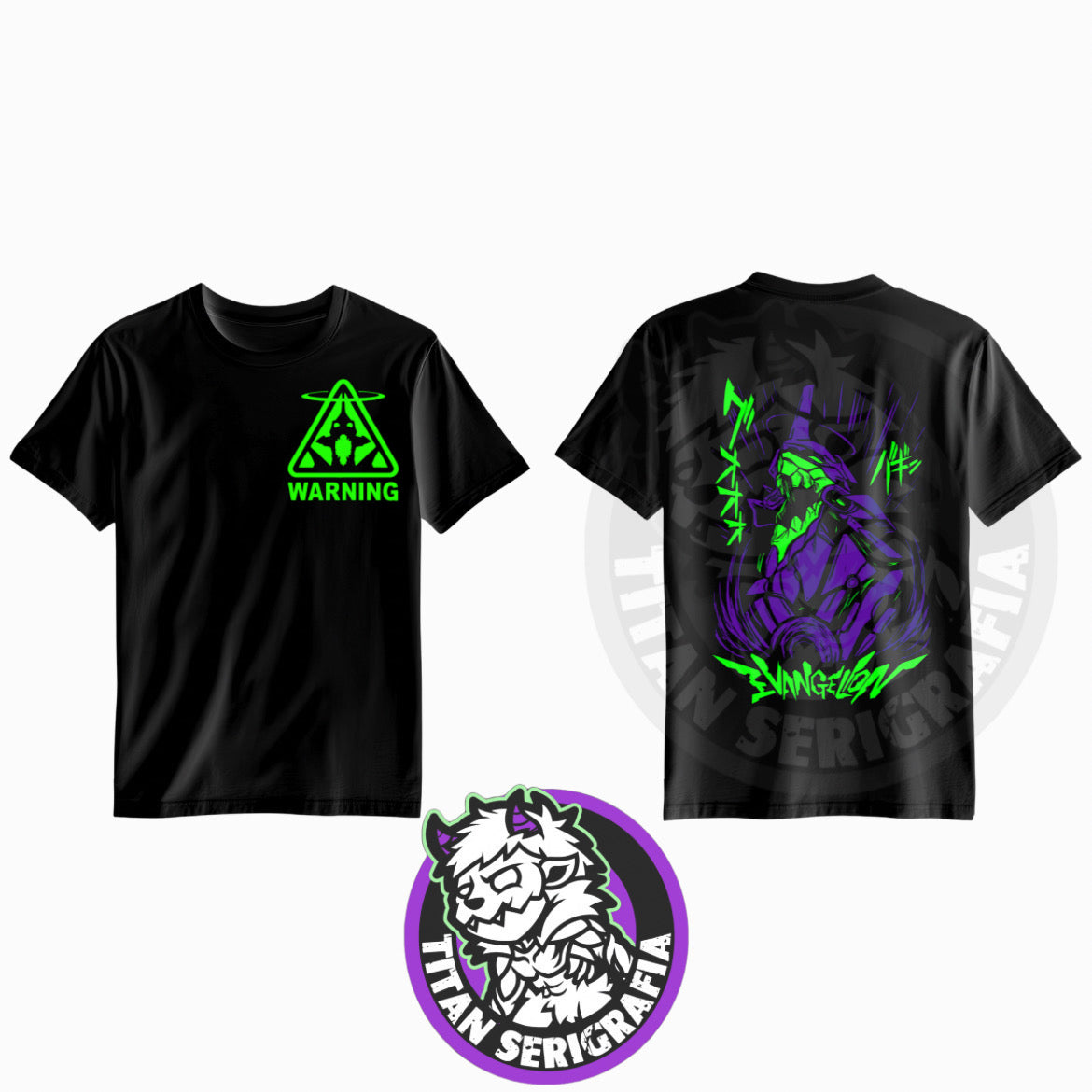 Polera negra doble estampado Eva 01/Evangelion