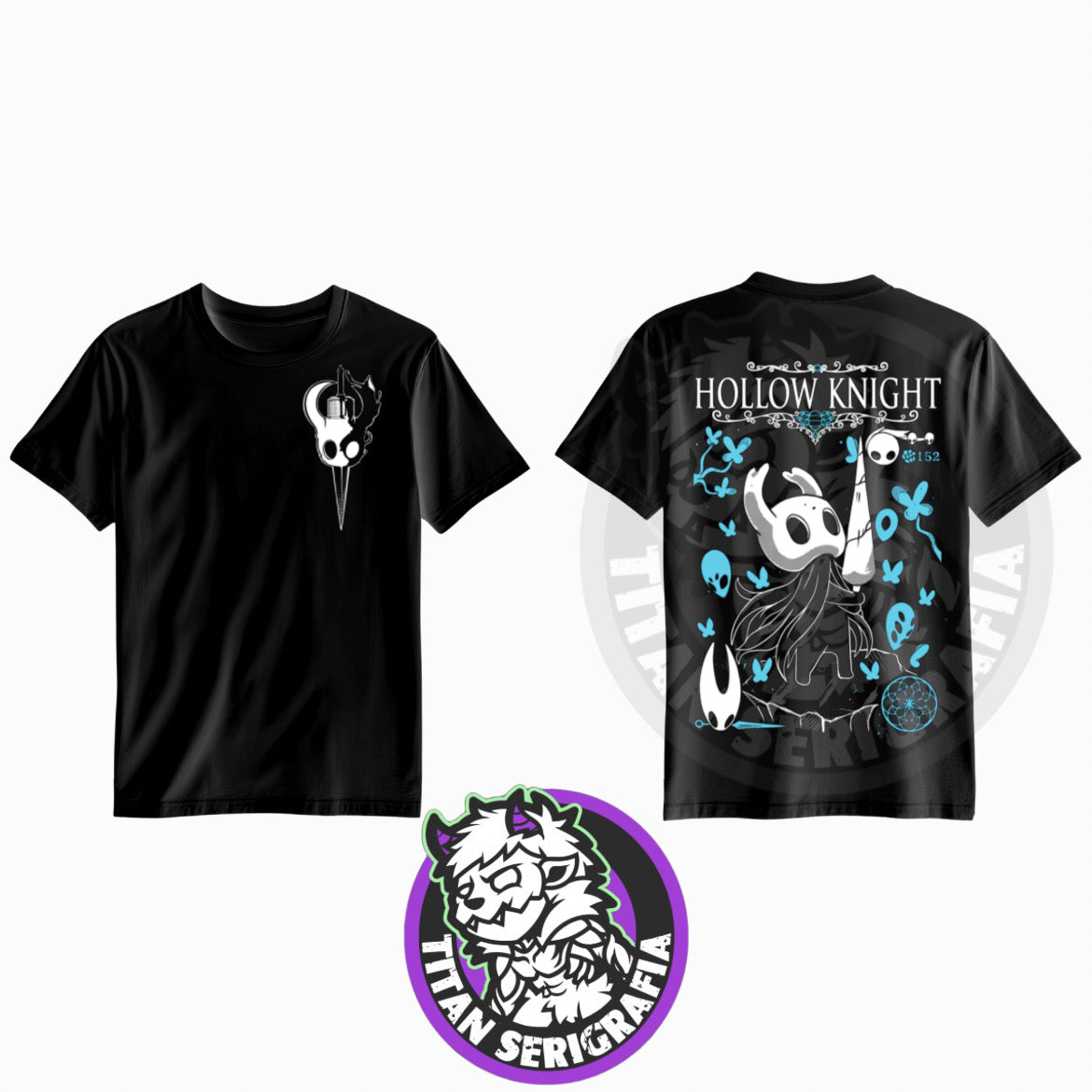 Polera negra doble estampado Hollow Knight/Game