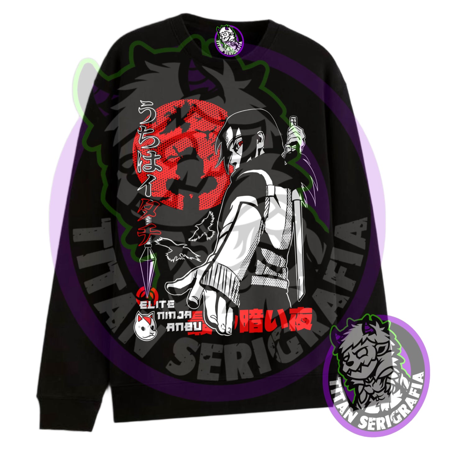 Poleron hoodie y polo negro Itachi Uchiha