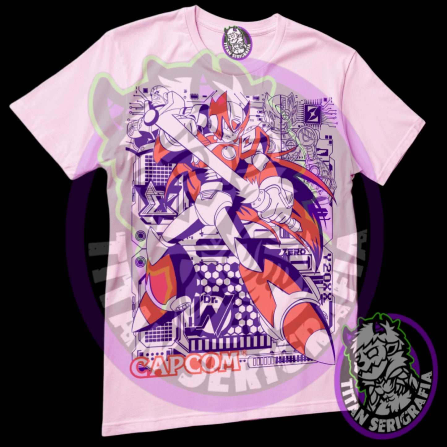 Polera blanca, arena y rosa Zero/Megaman X