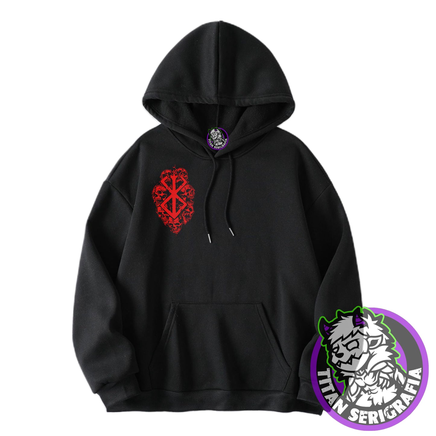 Poleron hoodie y polo negro Guts/Bersek