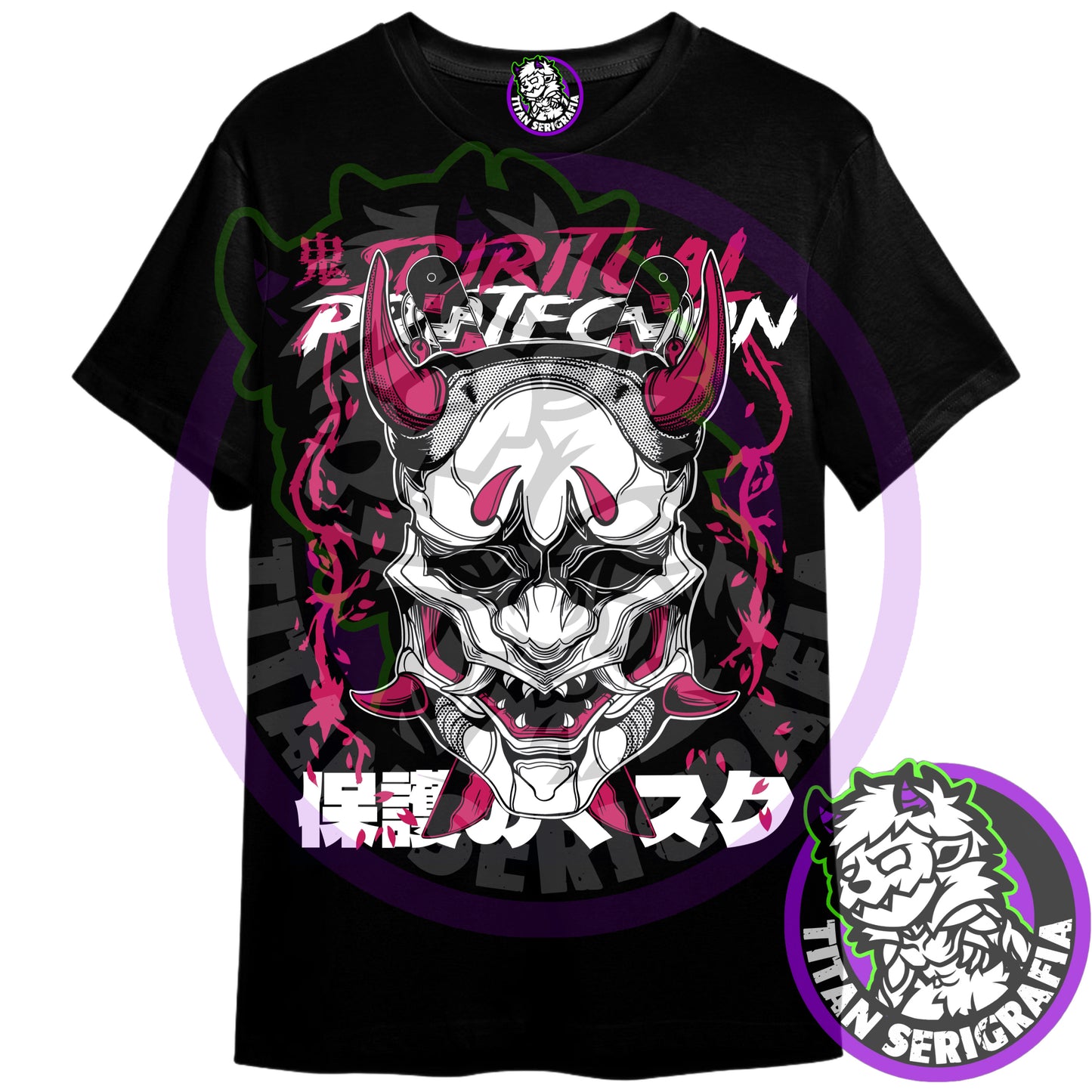 Polera negra de Máscara Oni/Japo Theme
