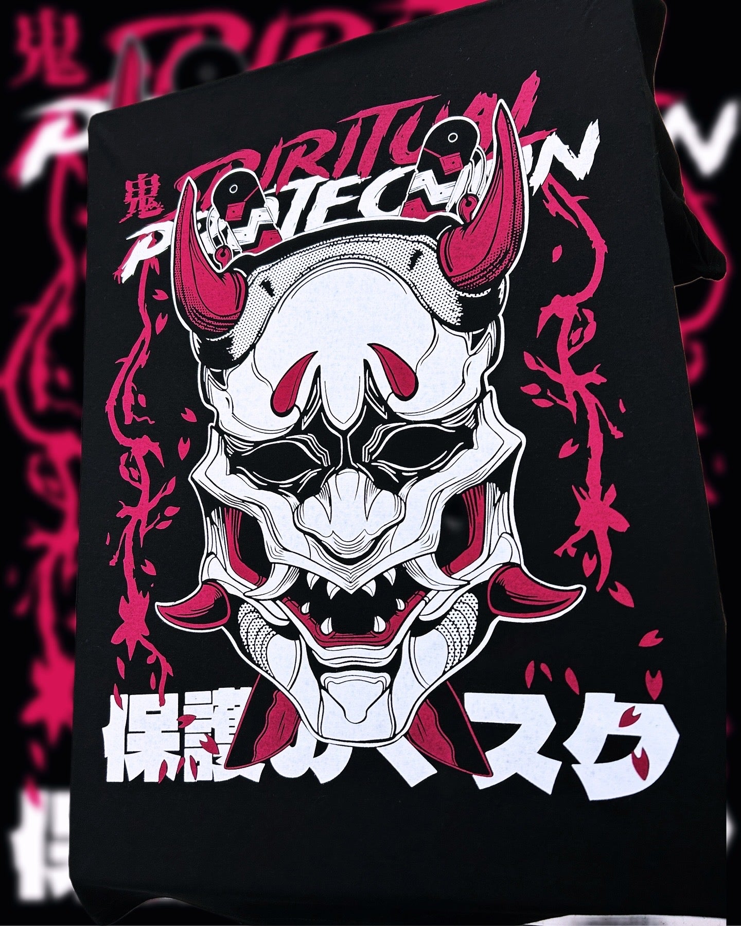 Polera negra de Máscara Oni/Japo Theme