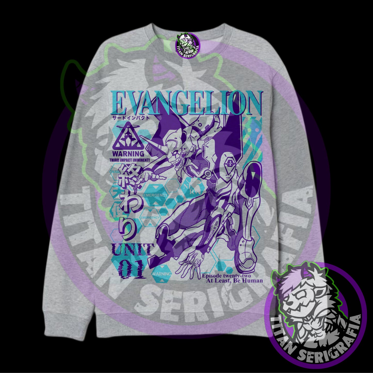 Poleron polo gris y rosa Eva01/Neon Genesis Evangelion