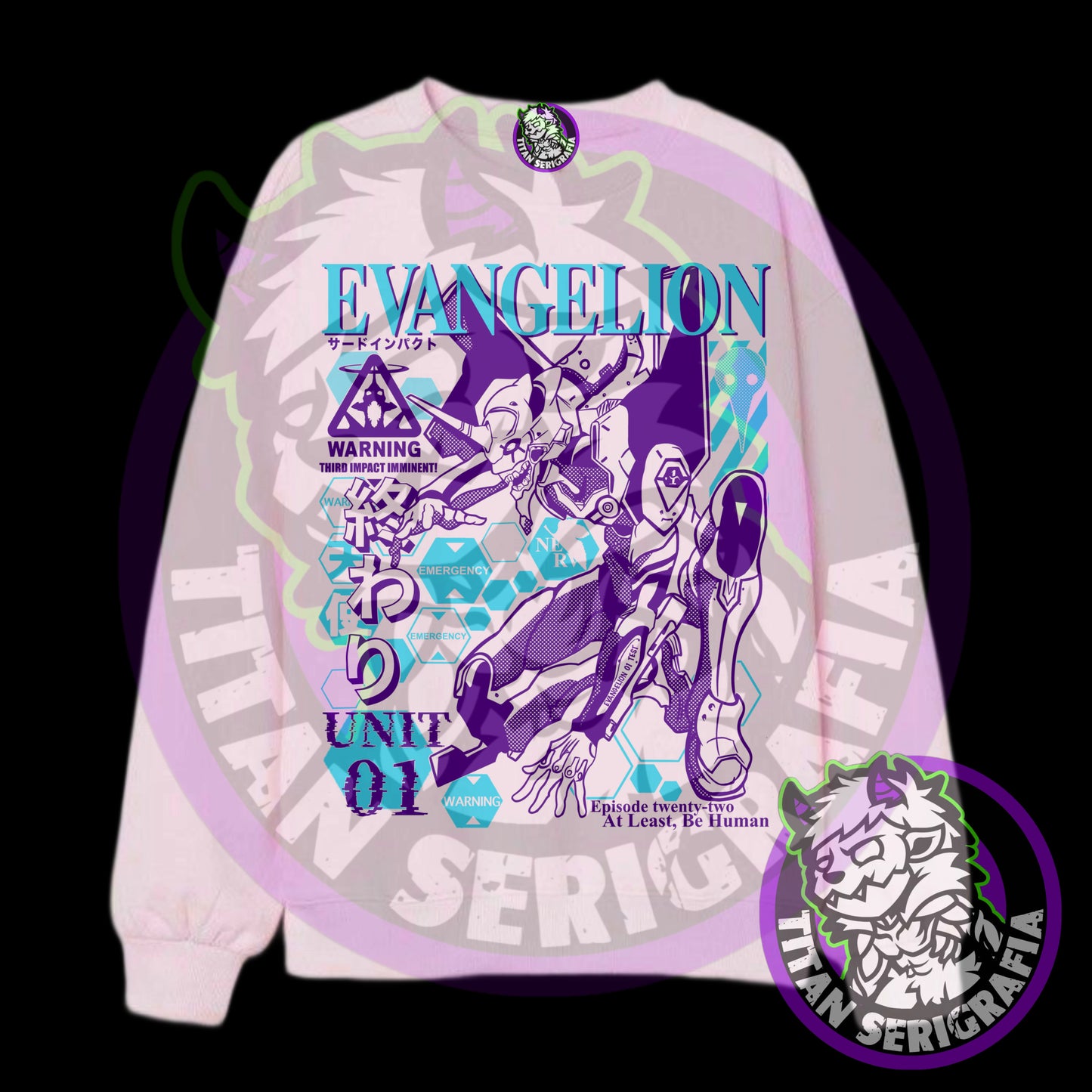 Poleron polo gris y rosa Eva01/Neon Genesis Evangelion