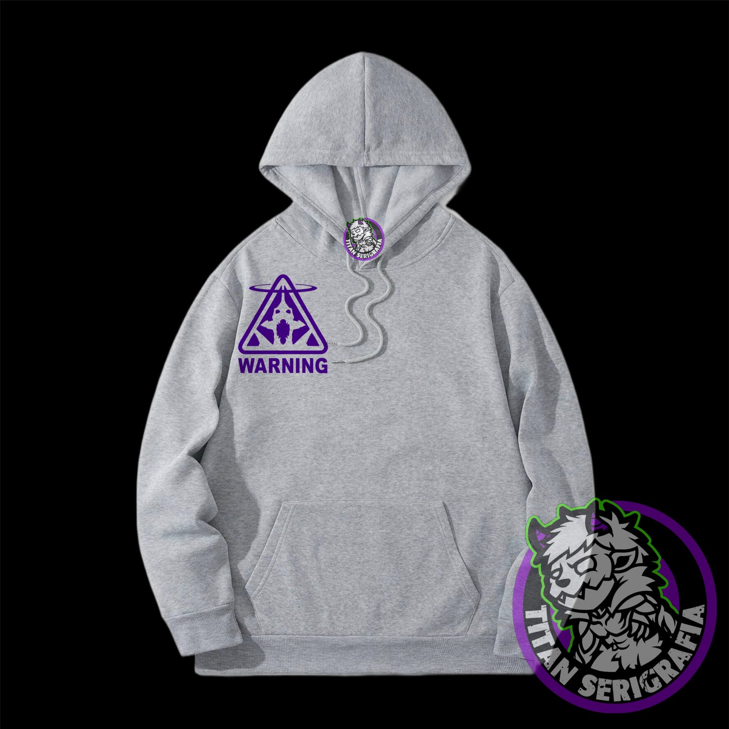 Poleron hoodie arena, rosa y gris Eva01/Neon Genesis Evangelion
