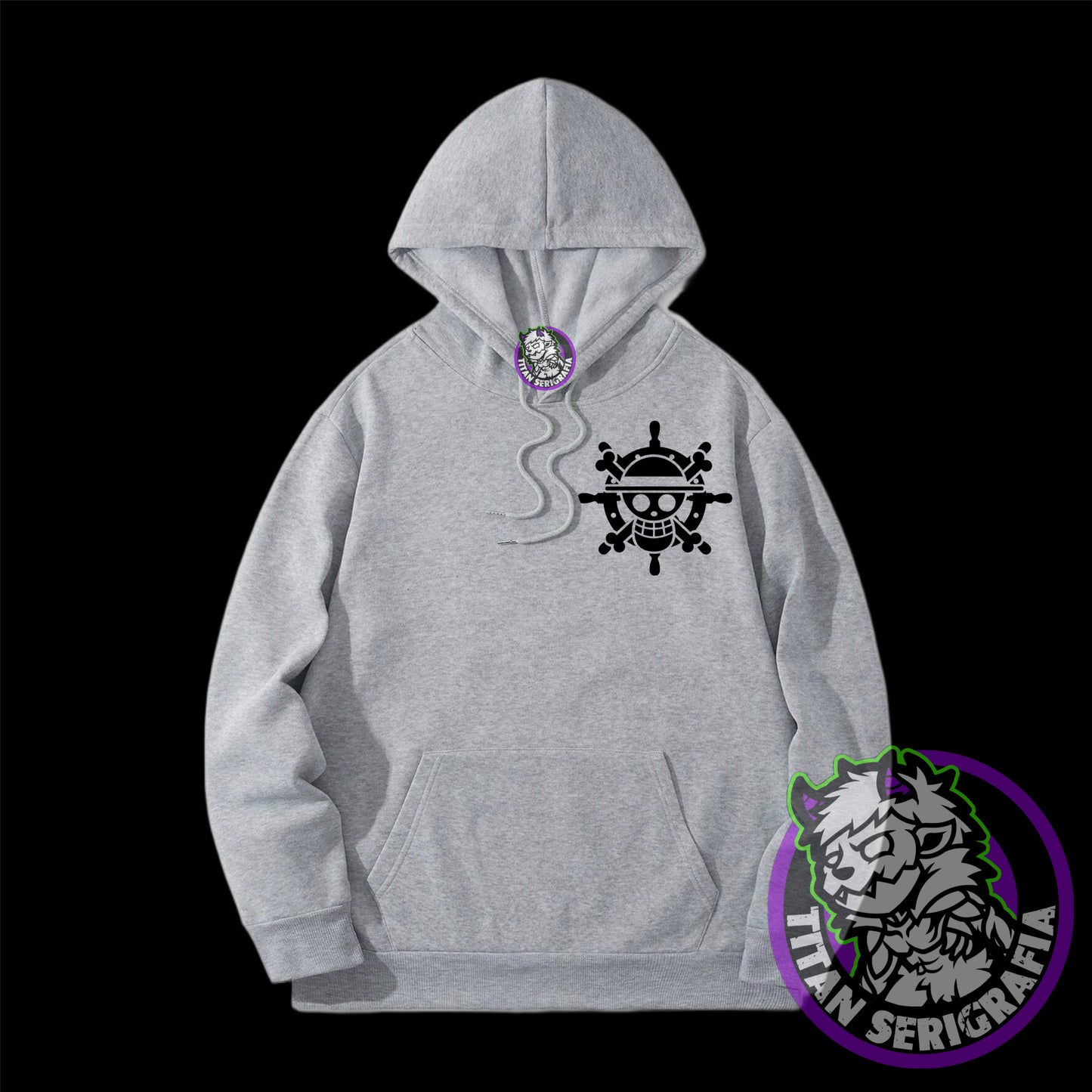 Poleron hoodie arena, rosa y gris Zoro/One Piece