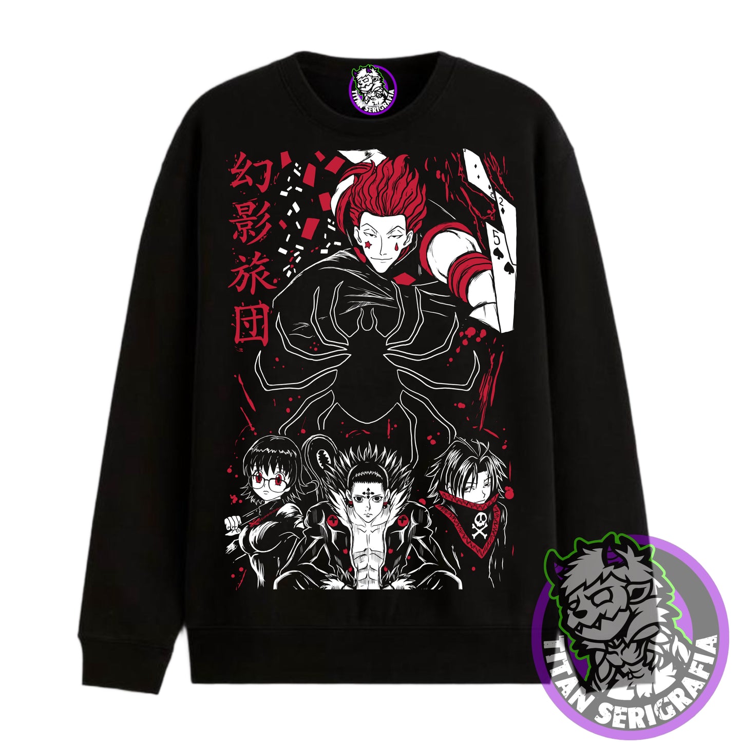 Poleron Hoodie y polo negro Hisoka-Arañas/Hunter X Hunter