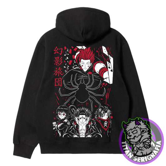 Poleron Hoodie y polo negro Hisoka-Arañas/Hunter X Hunter