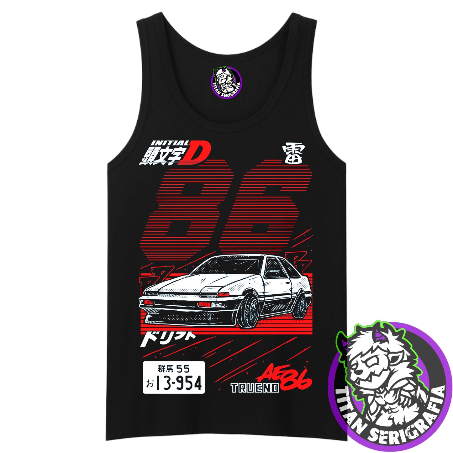 Polera negra Trueno/Initial D