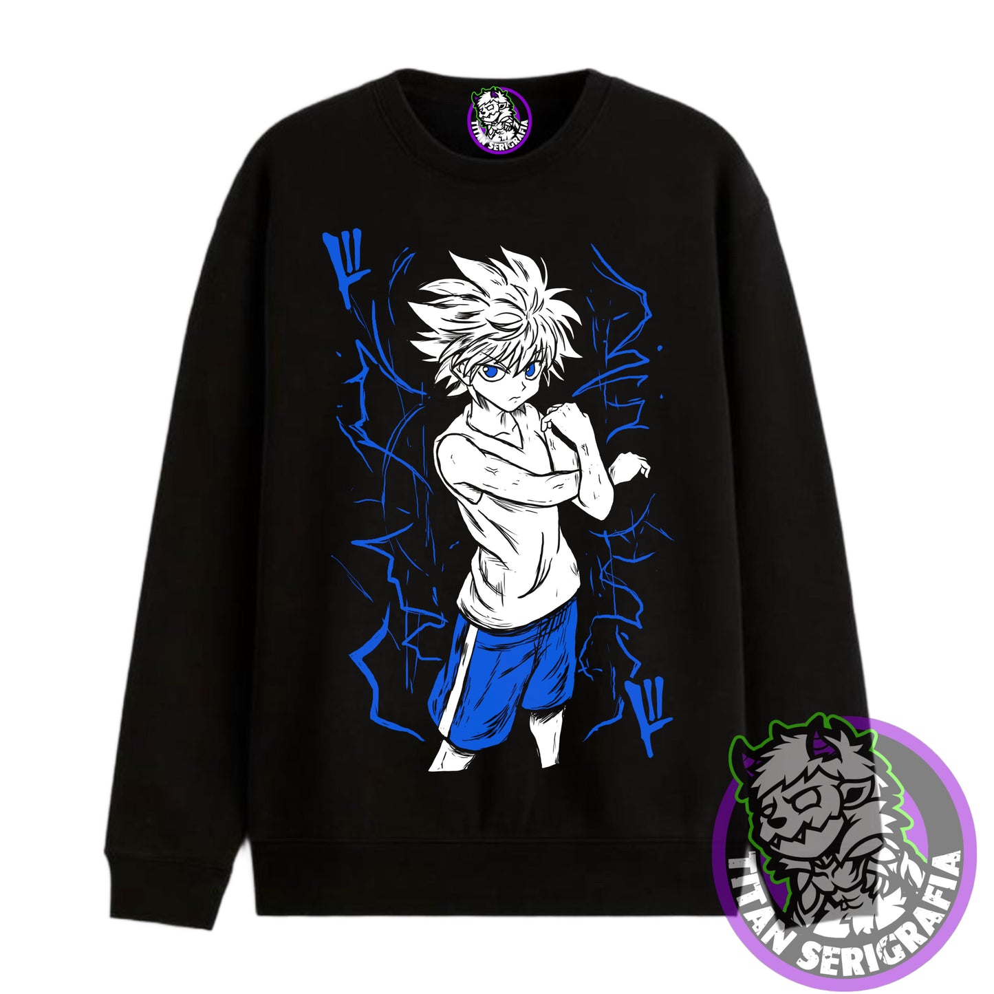 Poleron hoodie y polo negro Killua Zoldyck/Hunter X Hunter