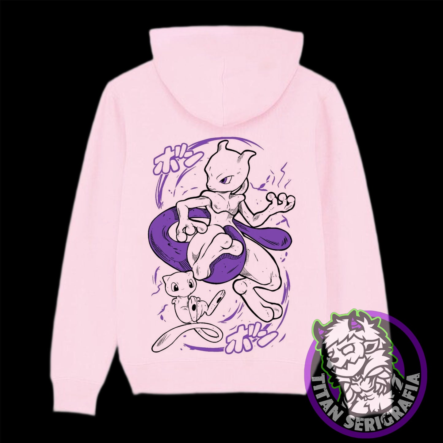 Poleron hoodie y polo rosa Mewtwo-Mew/Pokemon