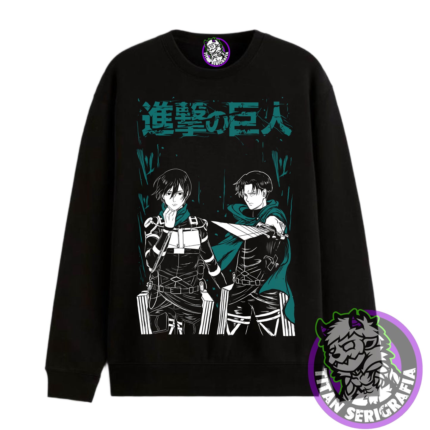 Poleron polo y Hoodie(canguro) negro Mikasa y Levi Ackerman/Attack on Titan