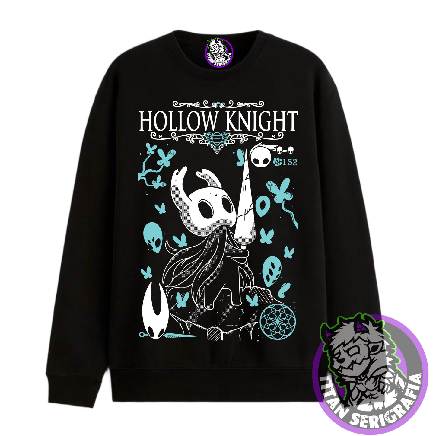 Poleron hoodie y polo negro Hollow Knight