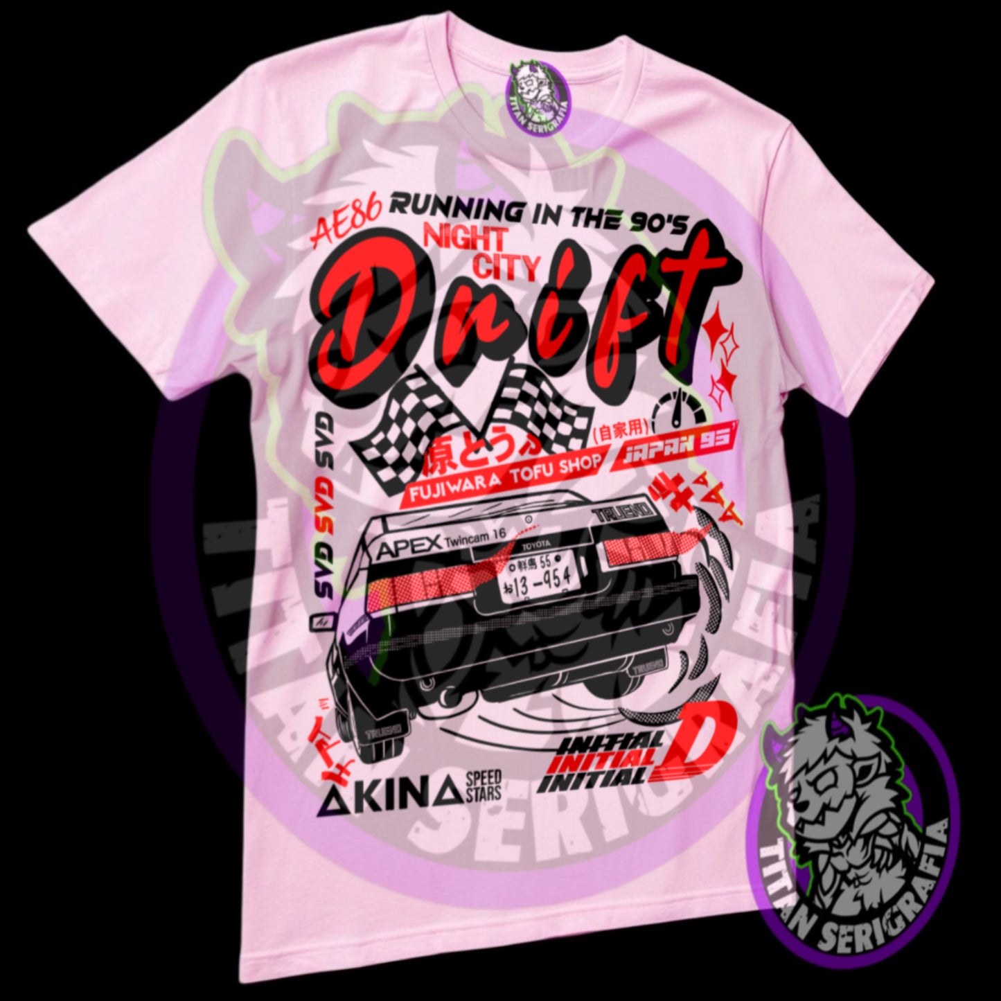 Polera blanca Trueno Drift-Initial D