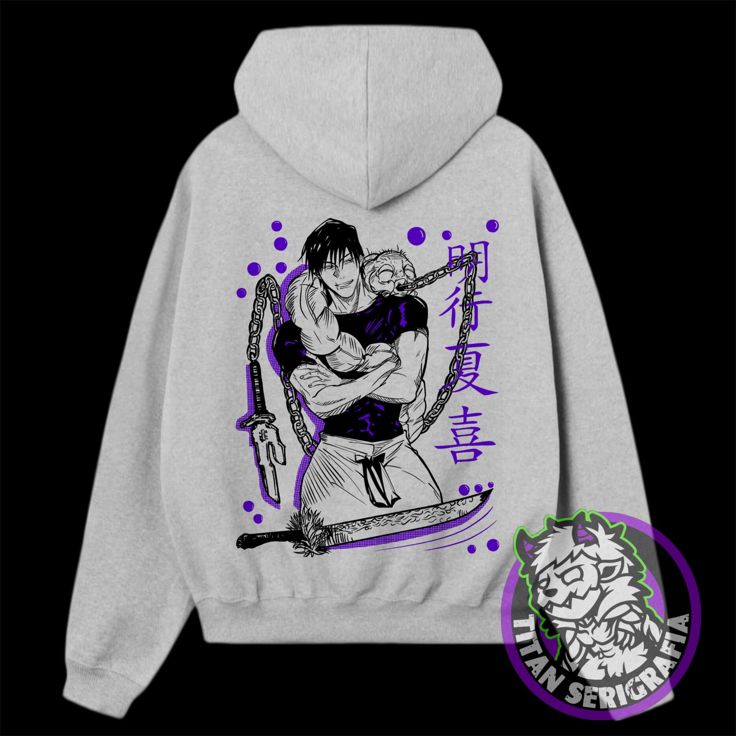 Poleron hoodie arena,rosa y gris Toji Fushiguro/Jujutsu Kaisen