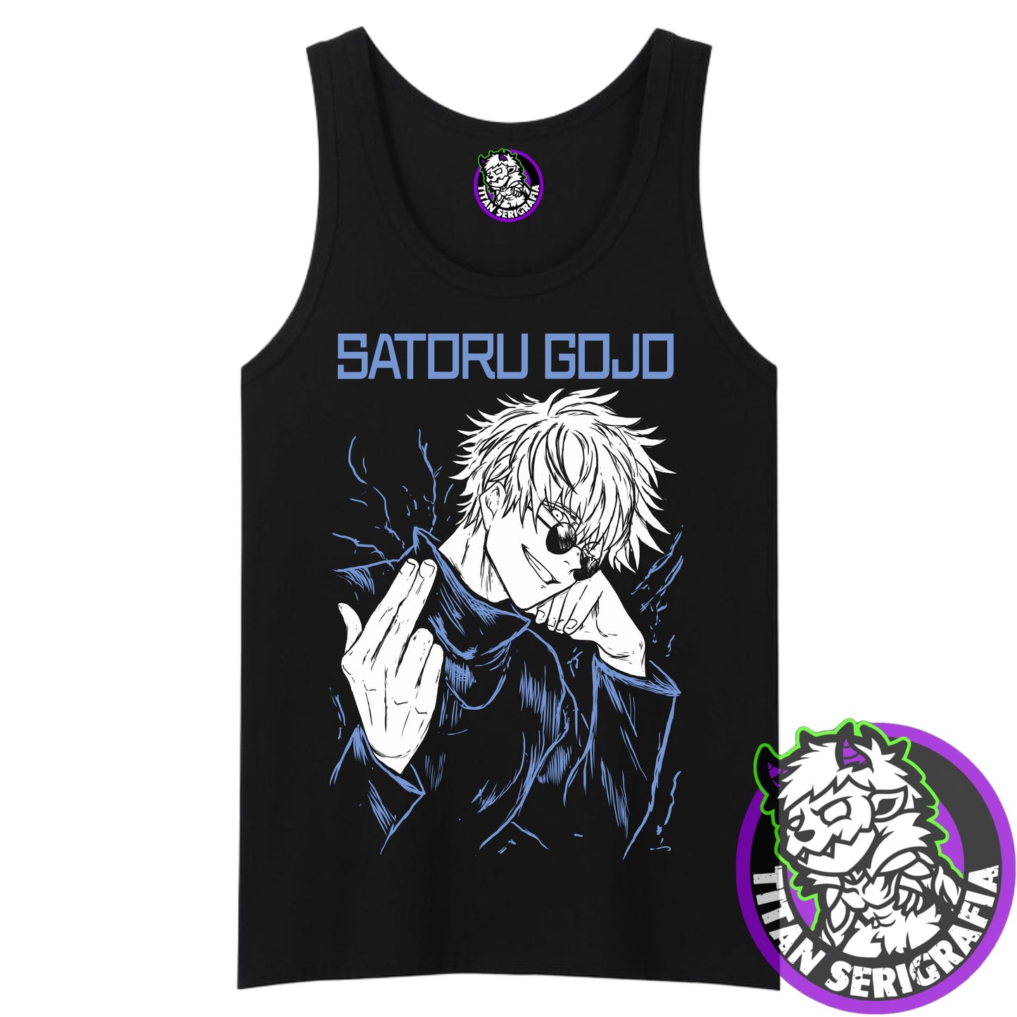 Polera negra de Satoru Gojo lentes/Jujutsu Kaisen