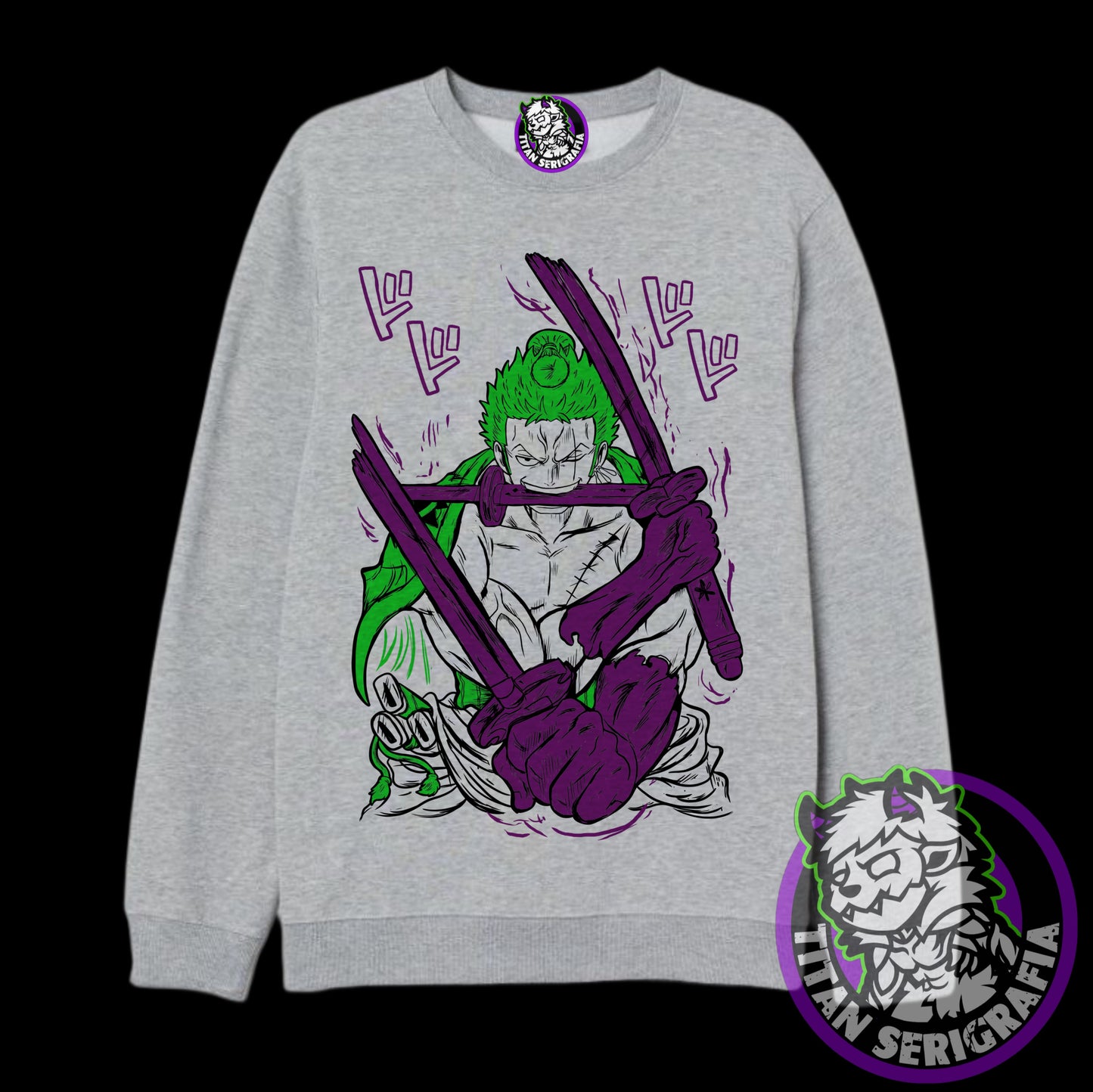 Poleron polo gris y rosa Roronoa Zoro/One Piece