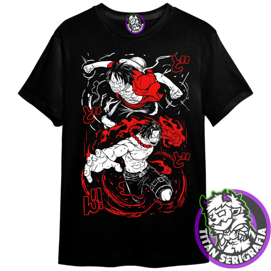 Polera negra Luffy y Ace/One Piece