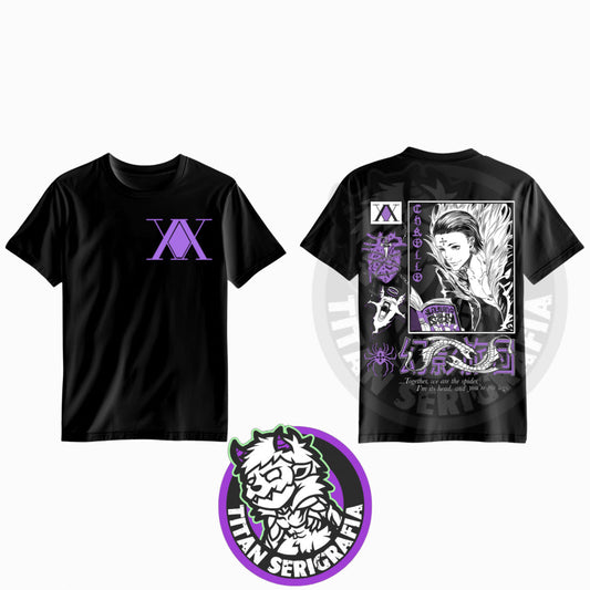 Polera negra doble estampado Chrollo Lucilfer/Hunter x Hunter