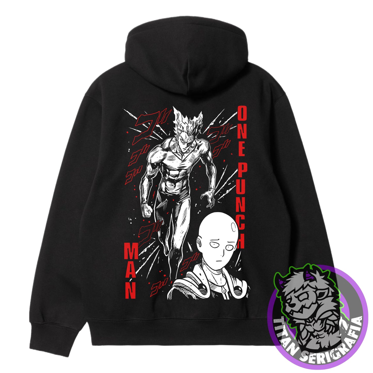 Poleron polo y hoodie negro Garou y Saitama/One Punch Man