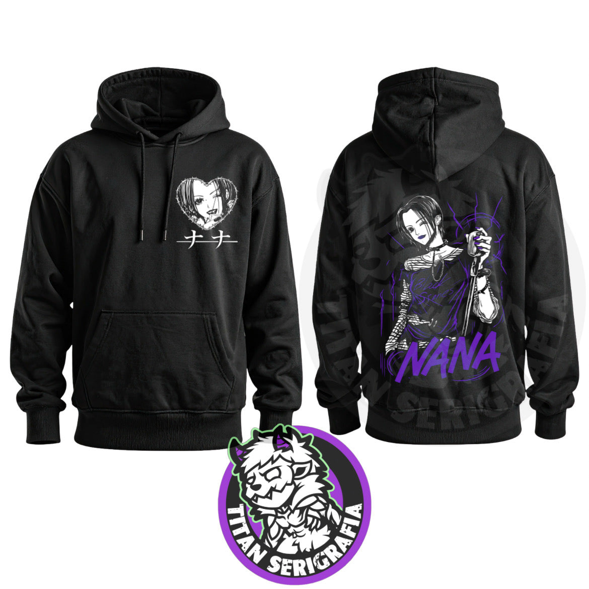 Poleron hoodie y polo negro Nana Osaki