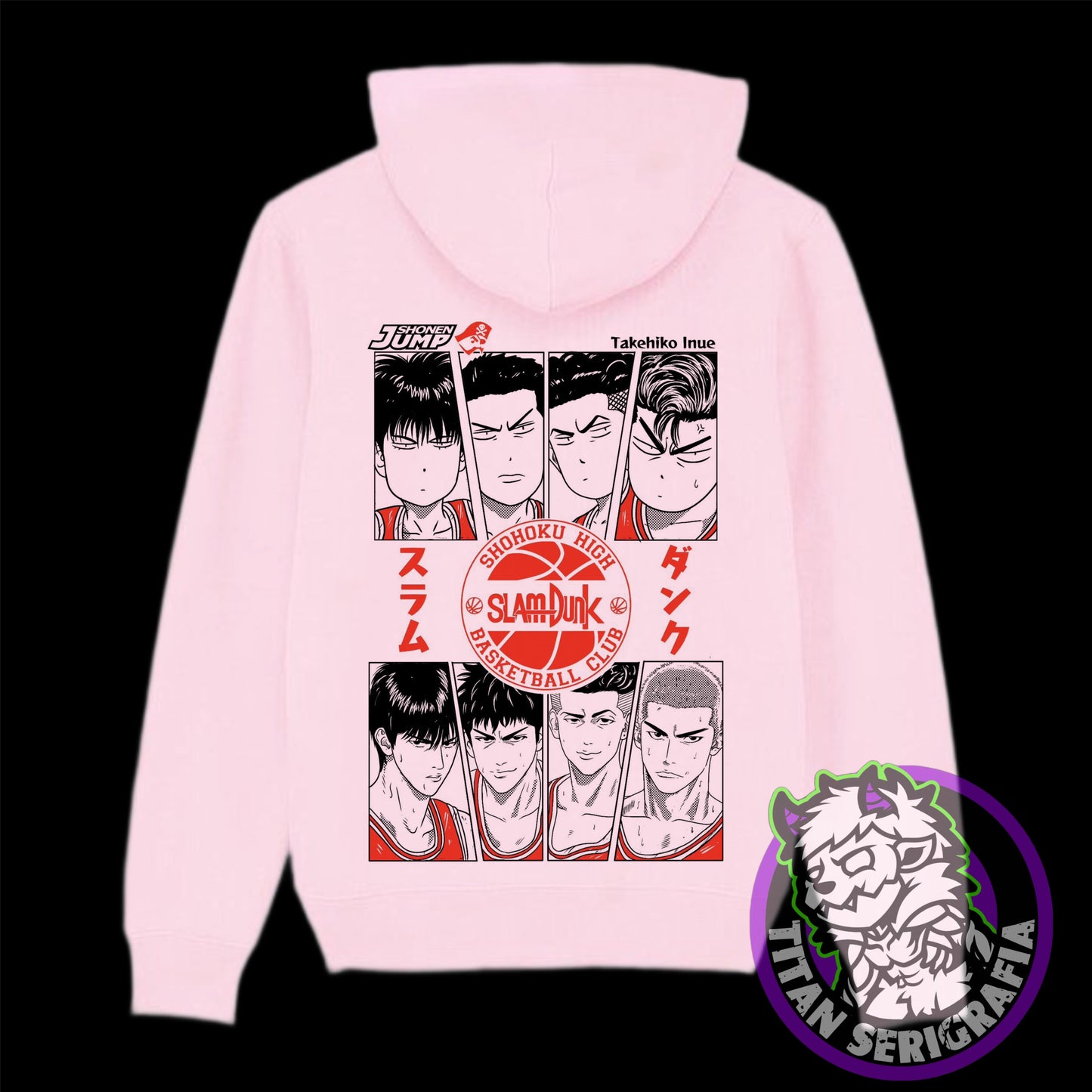 Poleron hoodie gris, rosa y arena Slamdunk/Shohoku High