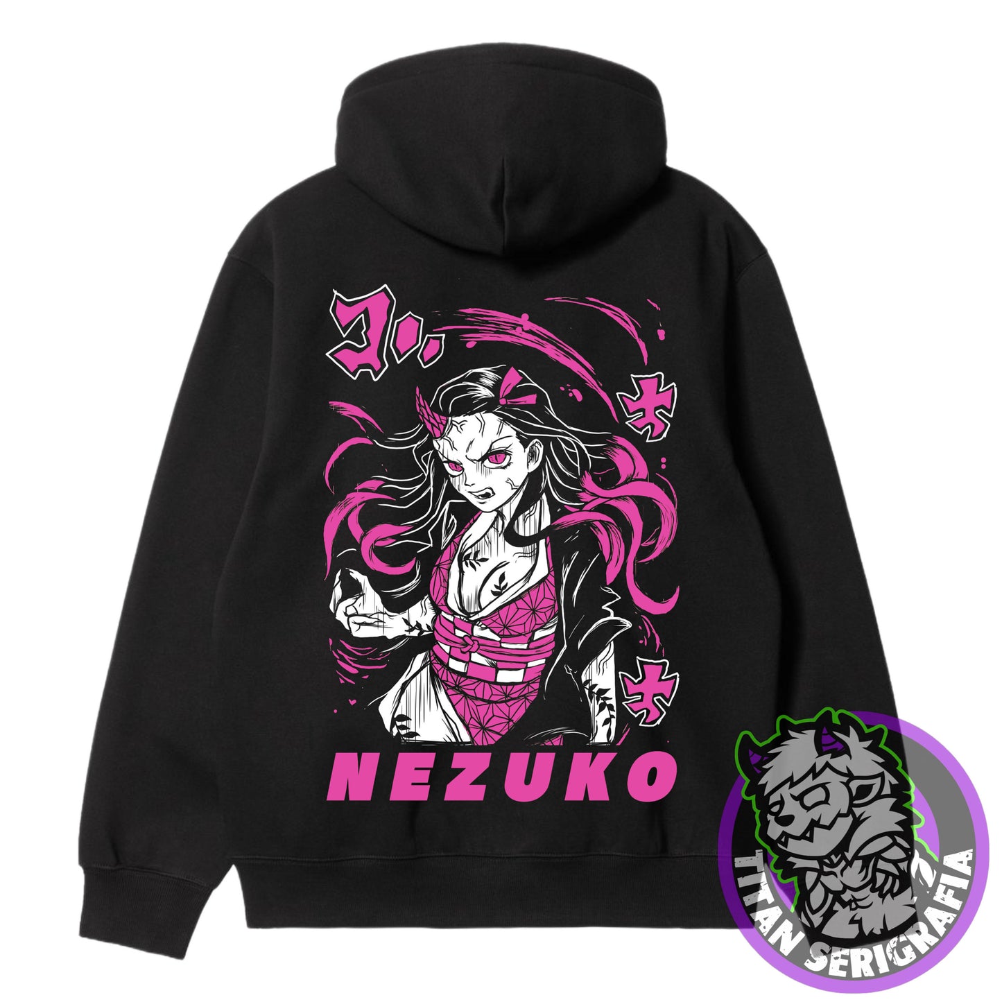 Poleron polo y Hoodie negro Nezuko Kamado/Demon Slayer