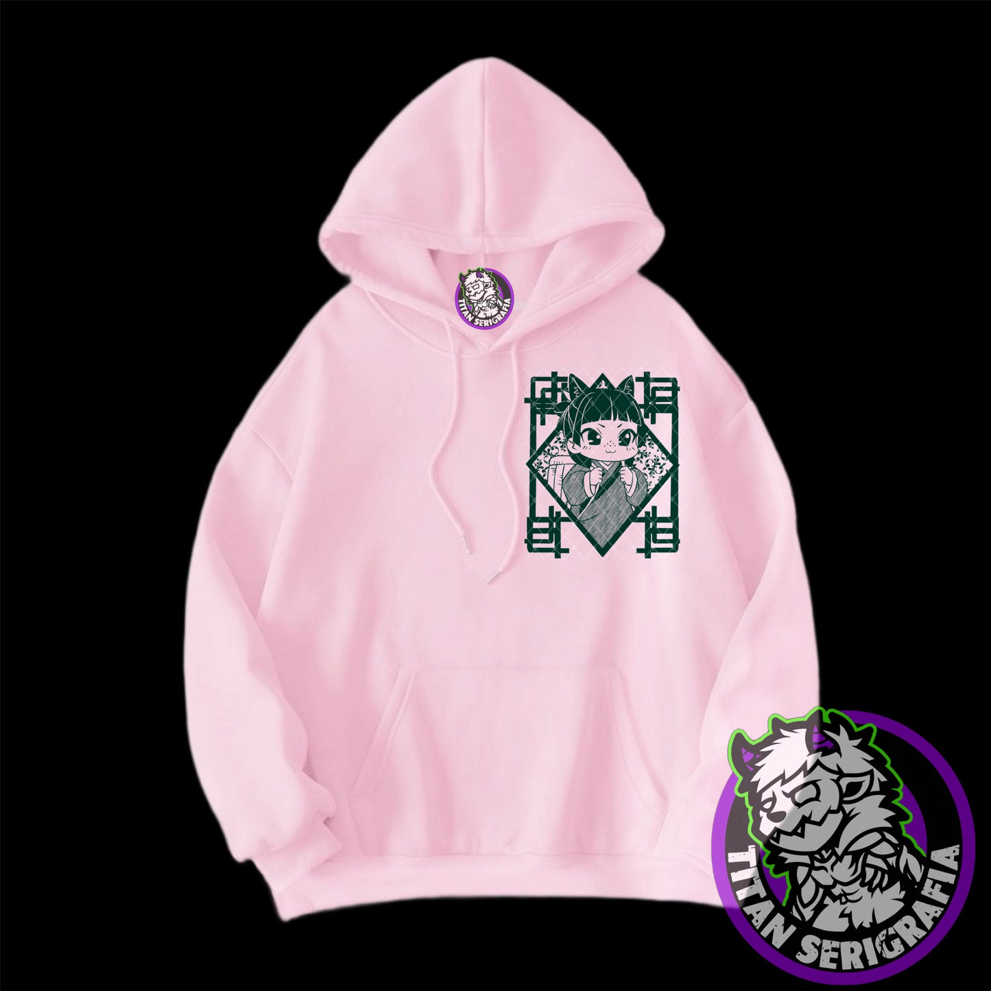Poleron hoodie arena, rosa y gris de Maomao/Los diarios de la boticaria