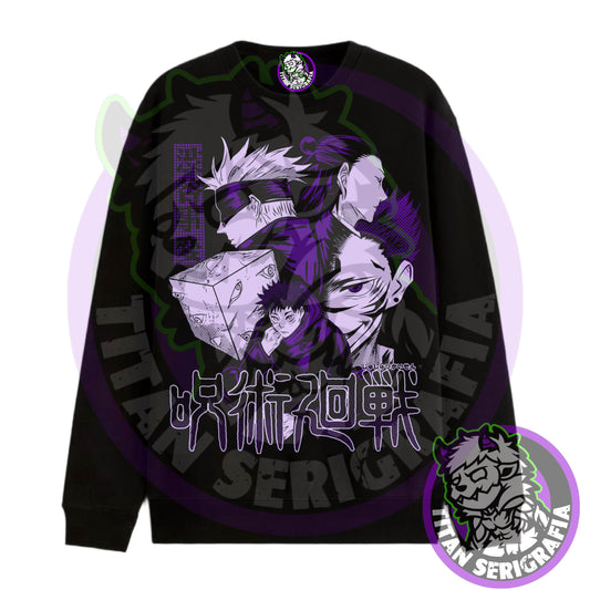 Poleron polo y hoodie negro Jujutsu Kaisen personajes