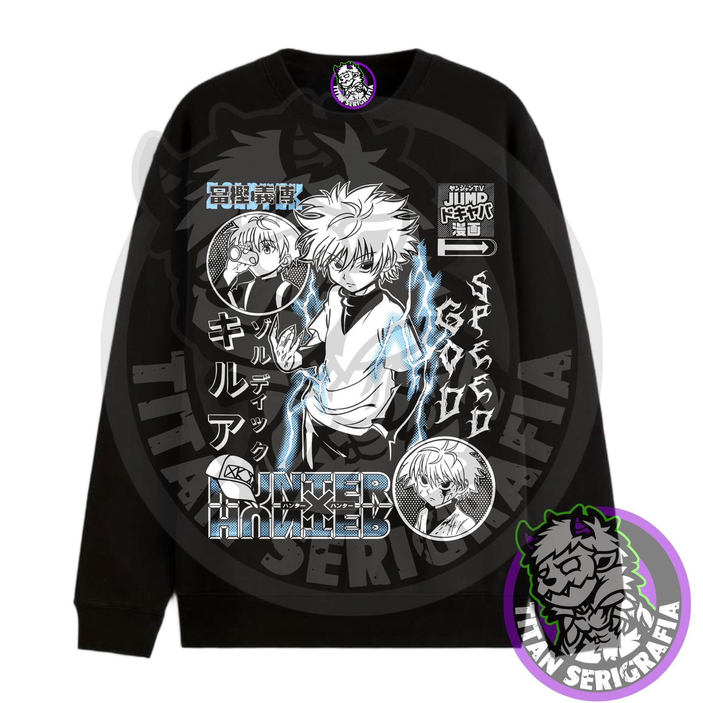 Poleron hoodie y polo negro Killua Zoldyck/Hunter x Hunter