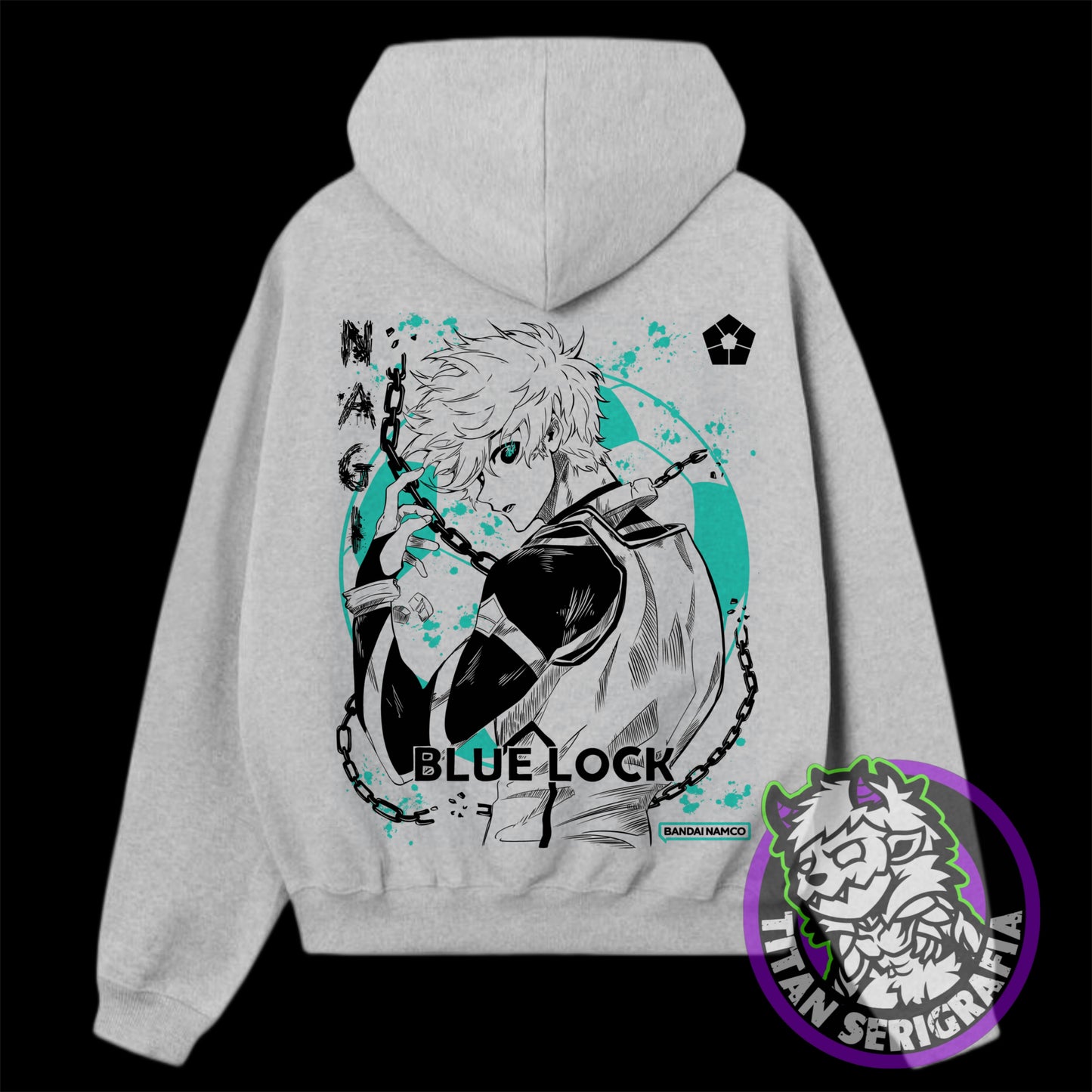 Hoodie arena, rosa y gris Seishiro Nagi/Blue Lock