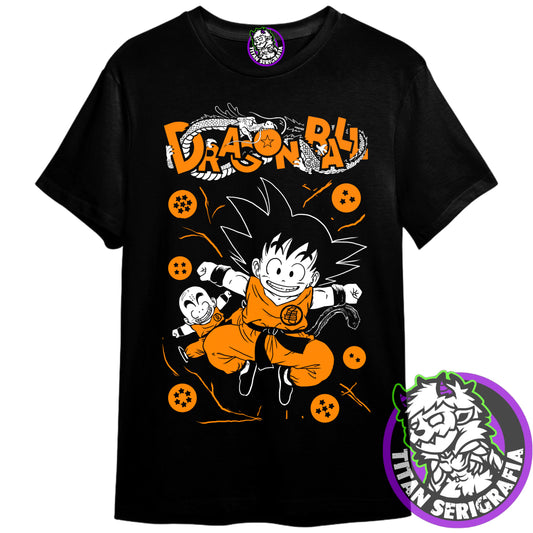 Polera negra Goku y Krilin pequeños/Dragon Ball