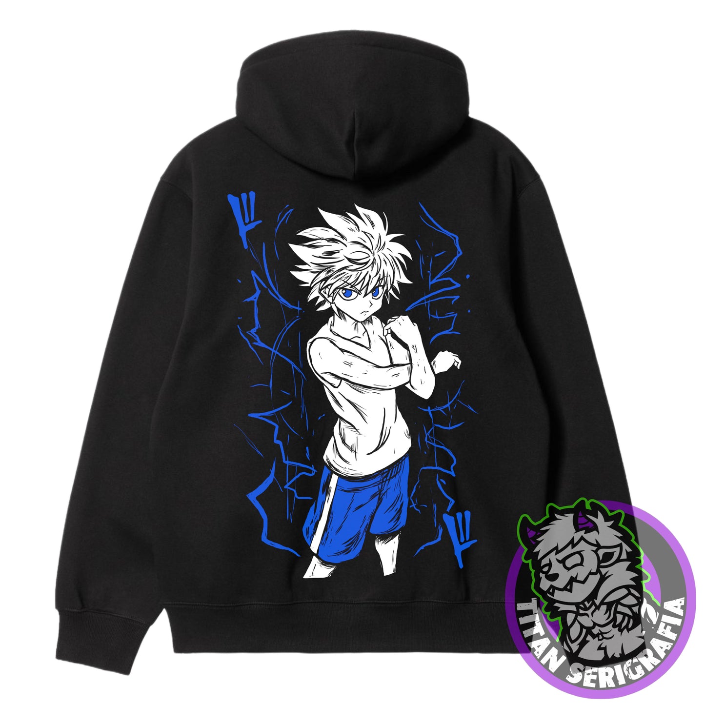 Poleron hoodie y polo negro Killua Zoldyck/Hunter X Hunter