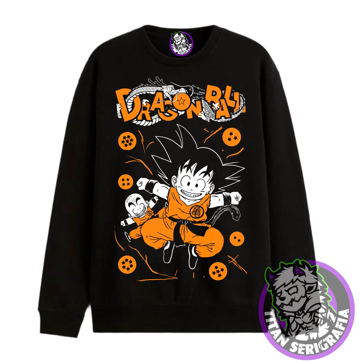 Poleron polo y hoodie negro Goku y Krilin pequeños/Dragon Ball