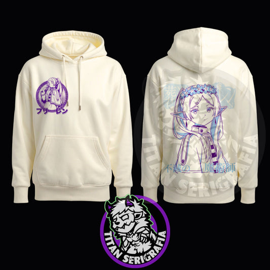 Poleron hoodie arena, rosa y gris Frieren/Soso no Frieren