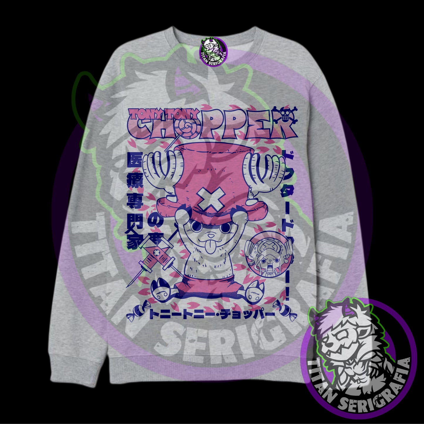 Poleron polo rosa y gris Tony Tony Chopper/One Piece