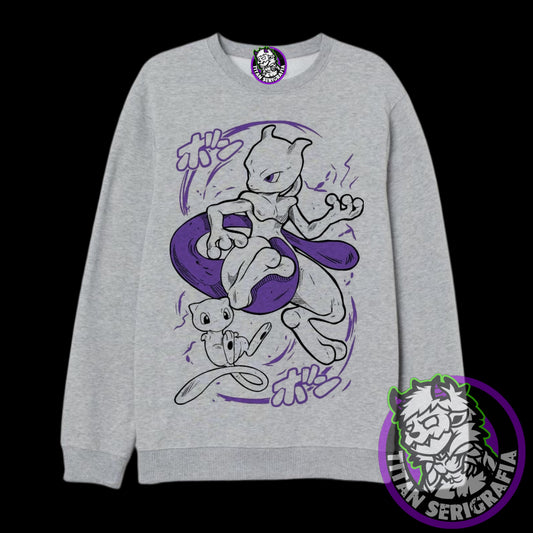 Poleron polo y hoodie gris Mewtwo-Mew/Pokemon