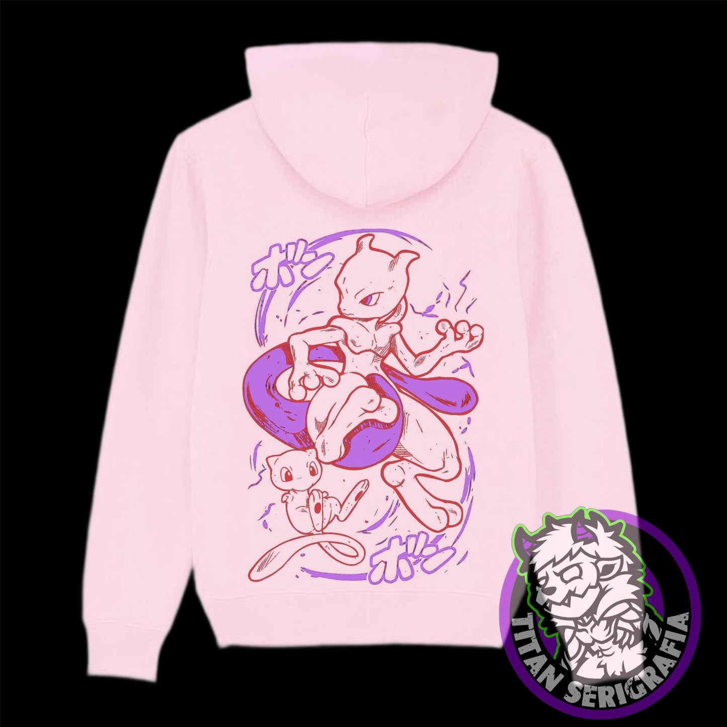 Poleron hoodie y polo rosa Mewtwo-Mew/Pokemon