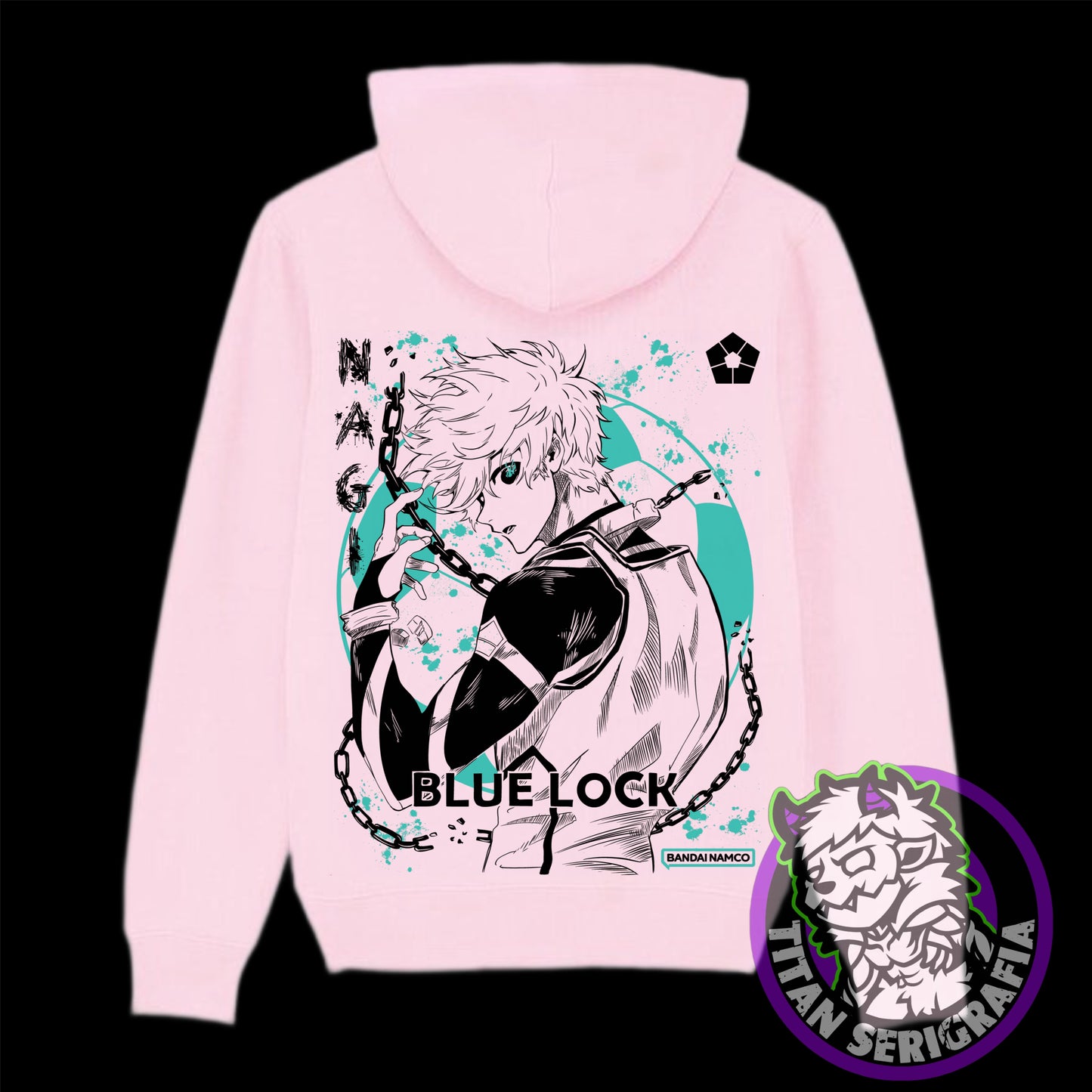 Hoodie arena, rosa y gris Seishiro Nagi/Blue Lock