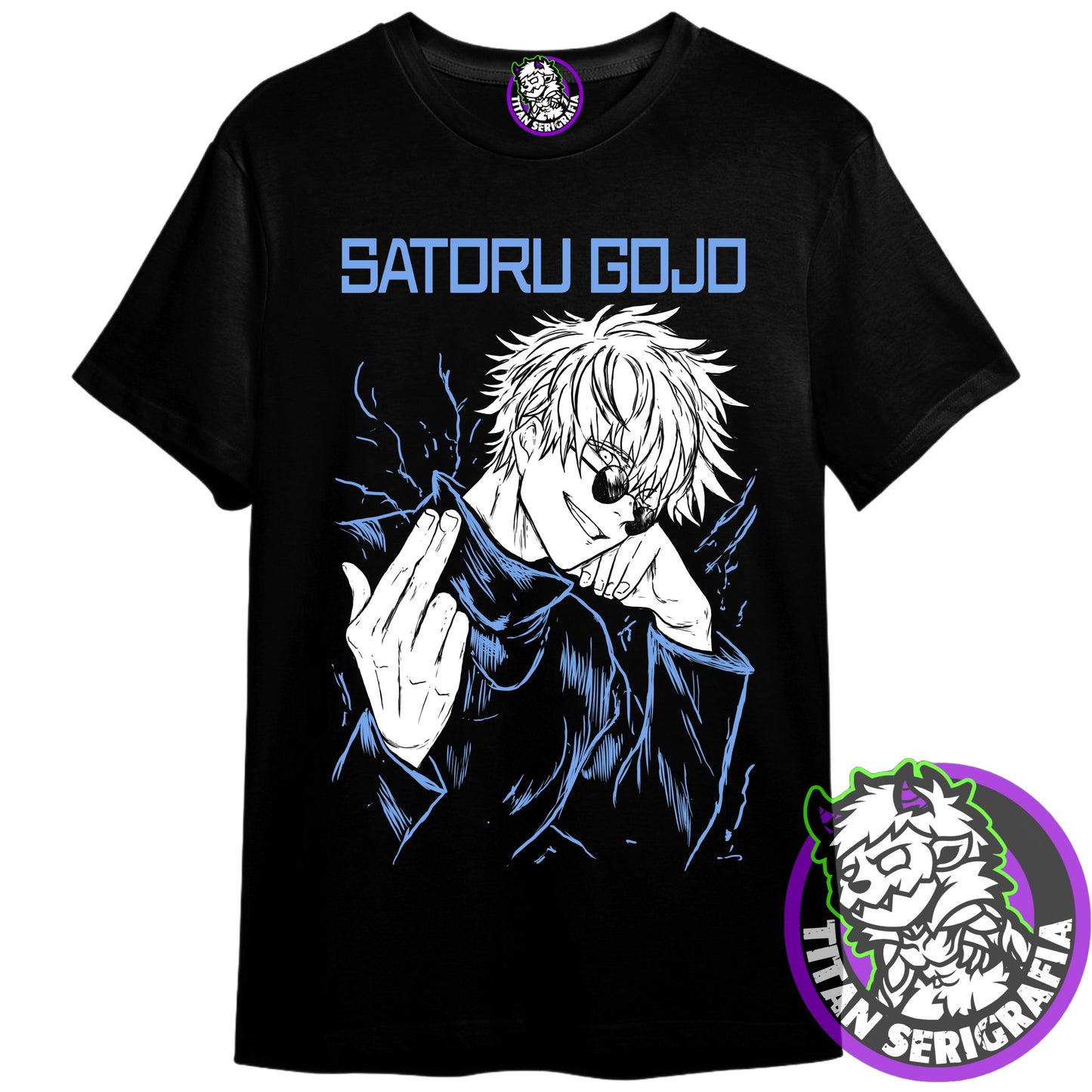 Polera negra de Satoru Gojo lentes/Jujutsu Kaisen