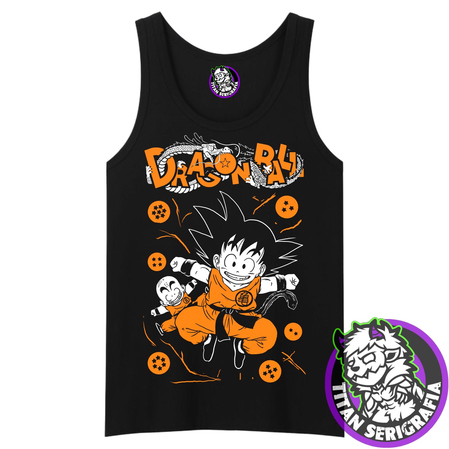 Polera negra Goku y Krilin pequeños/Dragon Ball