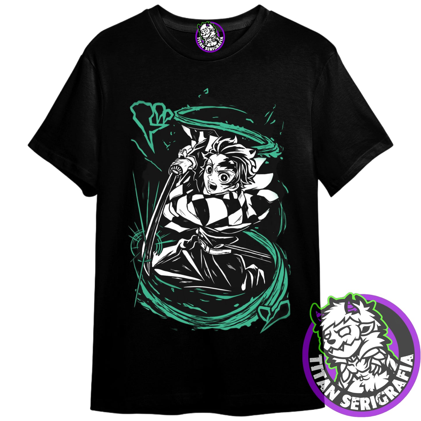 Polera negra Tanjiro Kamado/Demon Slayer-Kimetsu no Yaiba