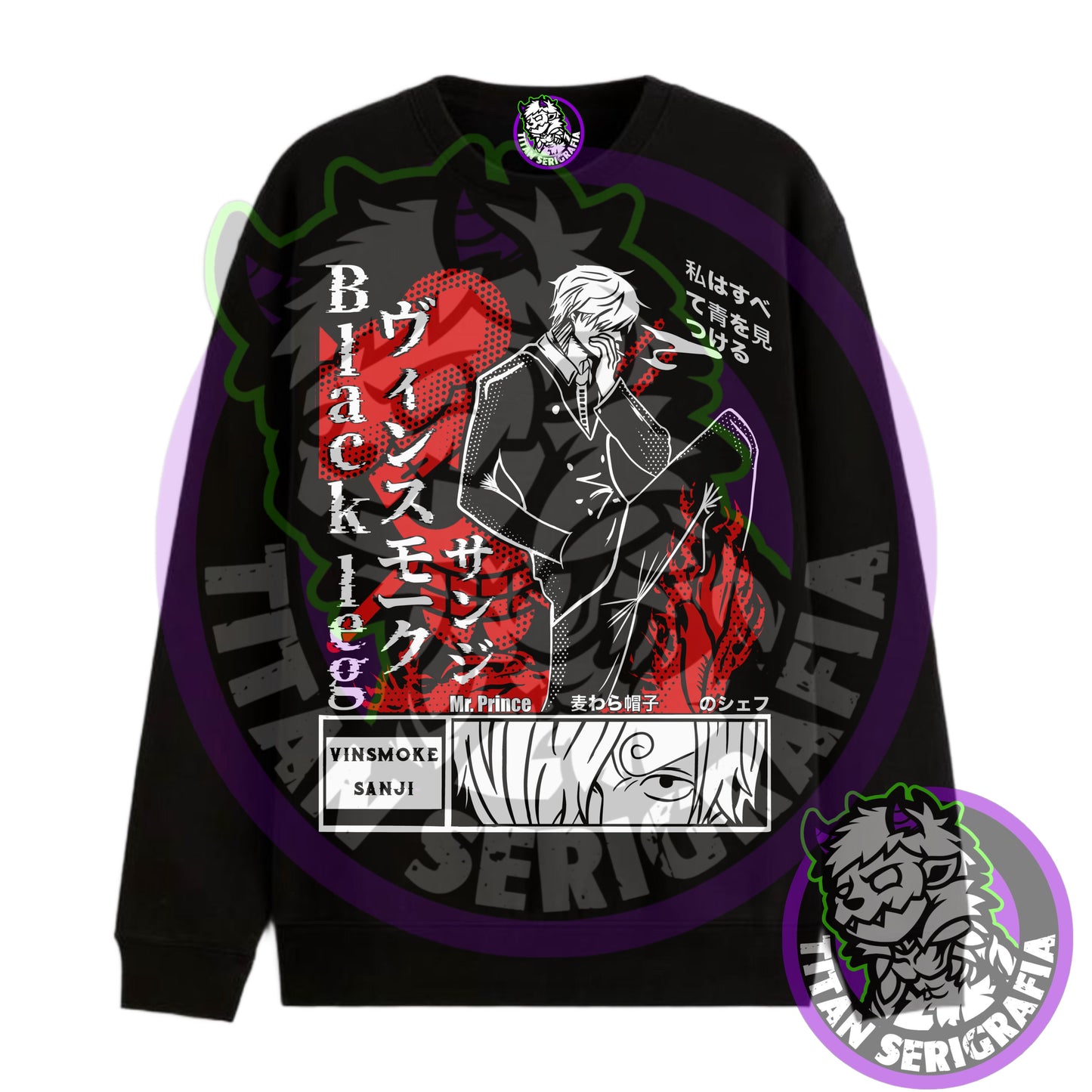 Poleron hoodie y polo negro Vinsmoke Sanji/One Piece
