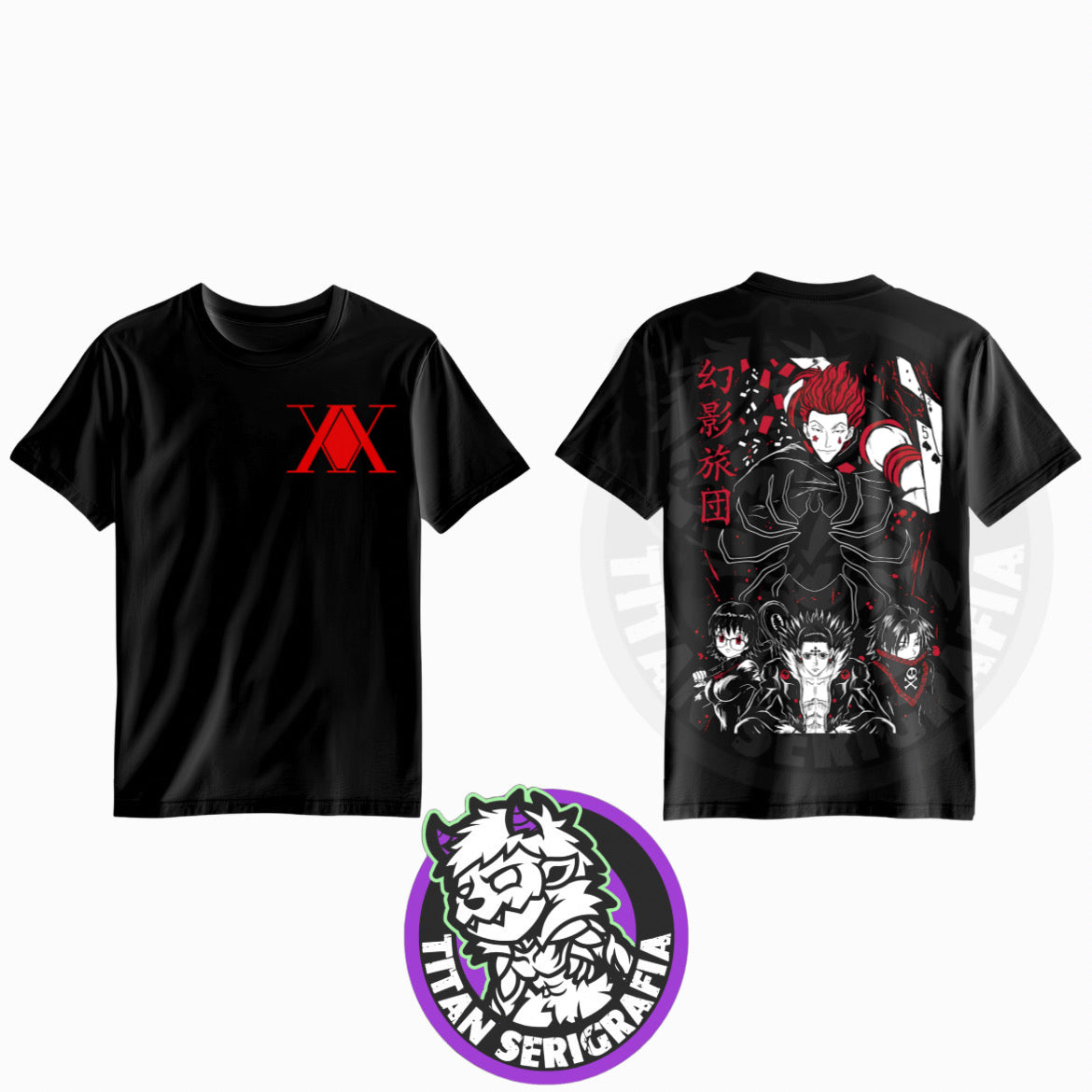 Polera negra doble estampado Genei Ryodan-Araña/Hunter x Hunter