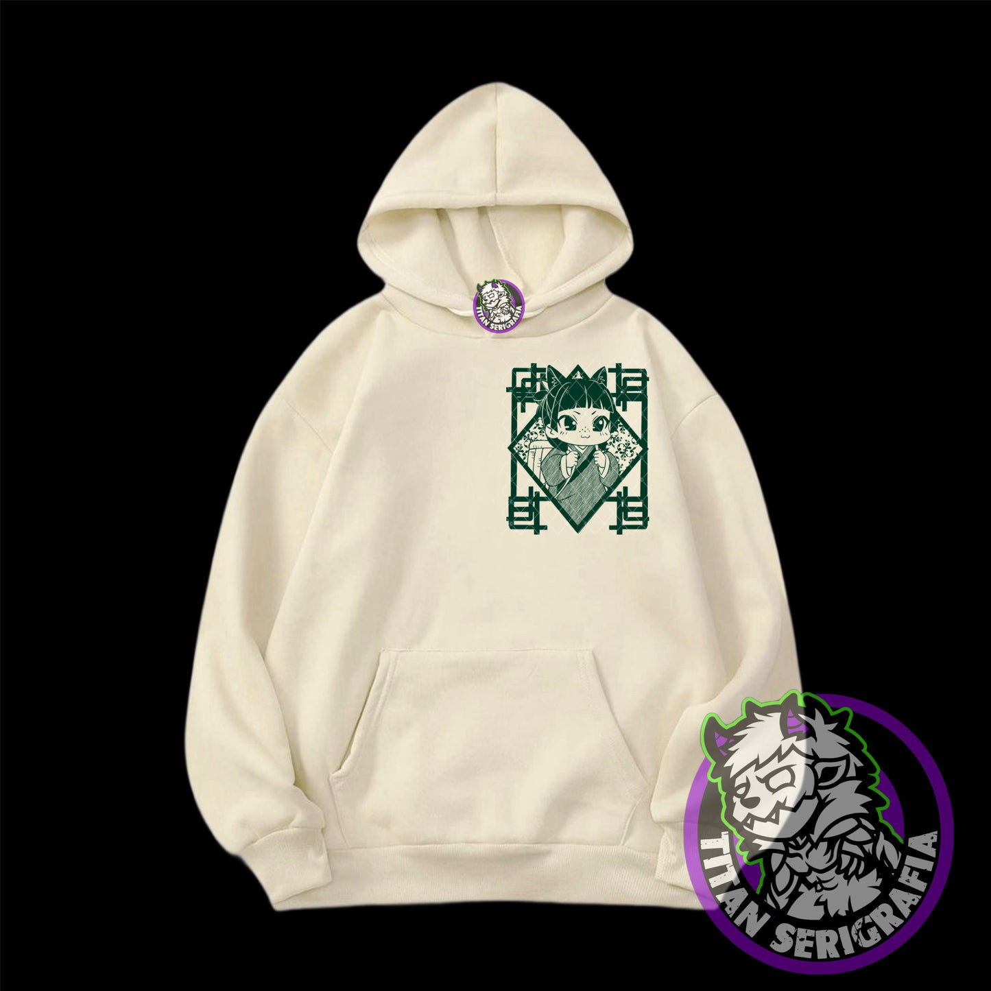 Poleron hoodie arena, rosa y gris de Maomao/Los diarios de la boticaria